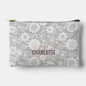 Elegante witte bloemenkant patroon monogram naam etui (Voorkant)