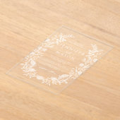 Elegante witte bloemenkrans Boheemse bruiloft Acryl Uitnodigingen (Laagn)