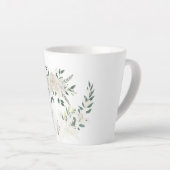 Elegante witte bloemenkrans cup ontwerp latte mok (Rechterhoek)