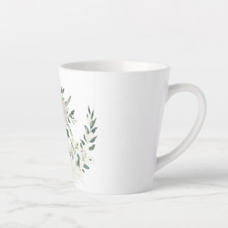 Elegante witte bloemenkrans cup ontwerp latte mok