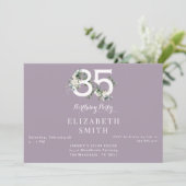 Elegante witte bloemenlavendel 85e verjaardag II Kaart (Staand voorkant)