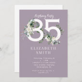 Elegante witte bloemenlavendel 85e verjaardagsfees kaart (Voorkant / Achterkant)