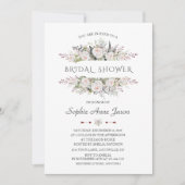 Elegante witte bloemenlijst Navy bruidsdouche Kaart (Voorkant)