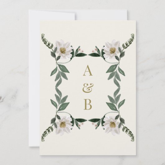 Elegante witte bloemenmoslim bruiloft kaart (Achterkant)