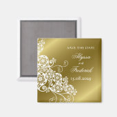 Elegante witte bloemenpaisley  bewaar de datum magneet (Voorkant / Achterkant)