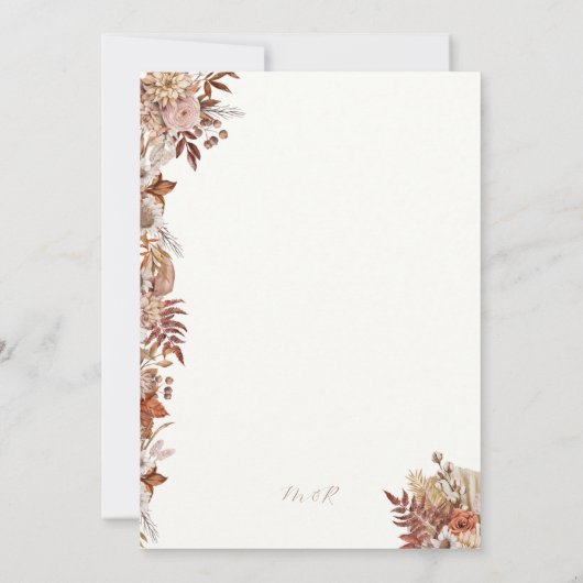 Elegante witte bloemenpampas gras verlovingsfeest kaart (Achterkant)