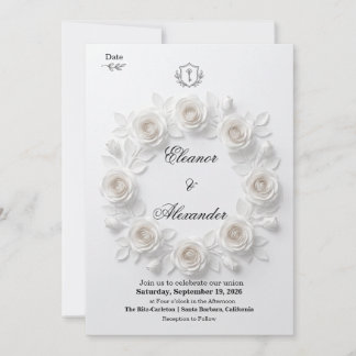 Elegante witte bloemensave-the-datekaart in cirkel kaart