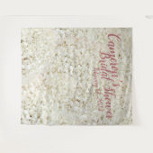 Elegante witte bloemenscriptuur bruiloftsshower ac wandkleed (Voorkant (horizontaal))