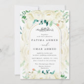 Elegante witte bloementuin islamitische moslim bru kaart (Voorkant)