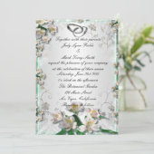 Elegante witte bloemenuitnodiging kaart (Staand voorkant)