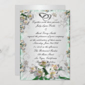 Elegante witte bloemenuitnodiging kaart (Voorkant / Achterkant)