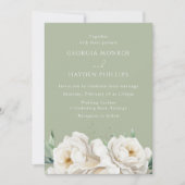 Elegante witte bloemenwijze bruiloft uitnodiging (Voorkant)