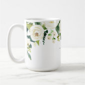Elegante Witte Bloemige Aangepaste Naam Koffiemok (Links)