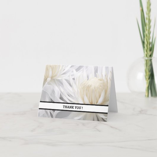 Elegante witte bloemige bedankkaart – Aanpasbaar (Voorkant)