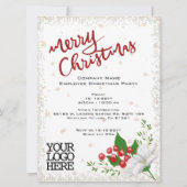 Elegante witte bloemige bessen sneeuw Kerstfeest  Kaart (Voorkant)