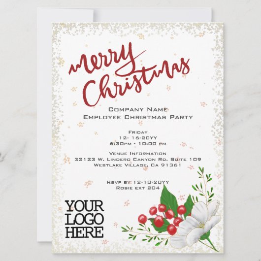 Elegante witte bloemige bessen sneeuw Kerstfeest  Kaart (Voorkant)