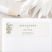 Elegante Witte Bloemige Botanische Bruiloft Etiket (Insitu)