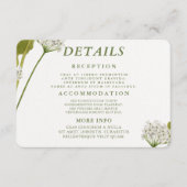Elegante Witte Bloemige Botanische Bruiloft Informatiekaartje (Voorkant)