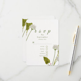 Elegante Witte Bloemige Botanische Bruiloft RSVP Kaartje