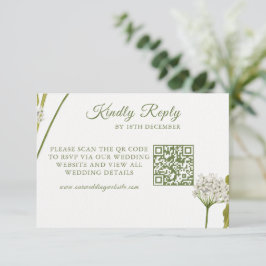 Elegante Witte Bloemige Botanische Bruiloft RSVP Kaartje