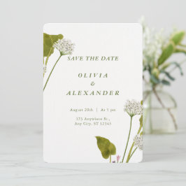 Elegante Witte Bloemige Botanische Bruiloft Save The Date