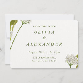 Elegante Witte Bloemige Botanische Bruiloft Save The Date