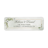 Elegante Witte Bloemige Bruiloft Etiket (Voorkant)