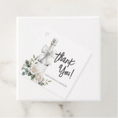 Elegante witte bloemige brunch en bubbels bedankjes labels (In situ)