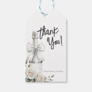 Elegante Witte Bloemige Brunch en Mousserende Wijn Cadeaulabel