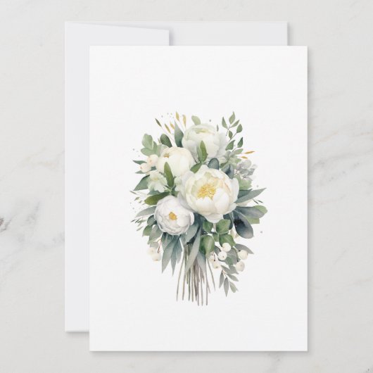 Elegante Witte Bloemige Gouden Rand Quinceañera Kaart (Achterkant)