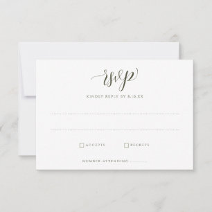 Elegante Witte Bloemige Groene Blad Bruiloft RSVP Kaartje