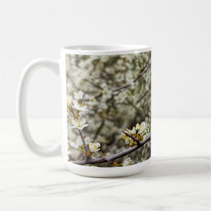 Elegante Witte Bloemige Lente Bloesem Persoonlijk Koffiemok