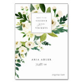 Elegante witte bloemige menukaartjes kaart (Voorkant)