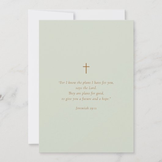 Elegante witte bloemige ouderdom salie doop kaart (Achterkant)