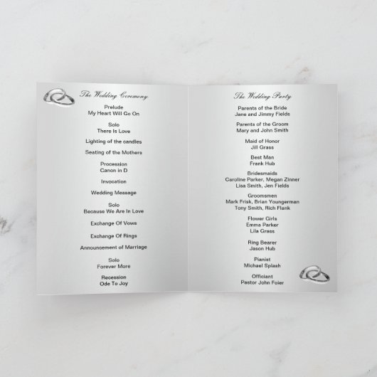 Elegante witte bloemige programmkaart programma (Binnen)