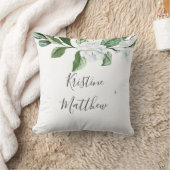 Elegante witte bloemige salie groen krans bruiloft kussen (Deken)