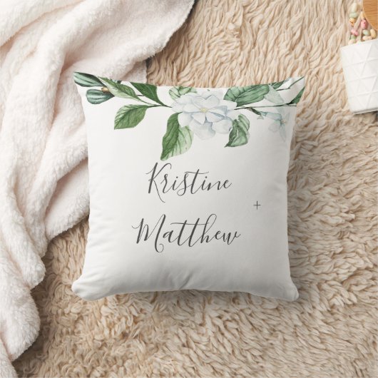 Elegante witte bloemige salie groen krans bruiloft kussen (Deken)