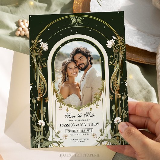 Elegante Witte Bloemige Save the Date-Huwelijk Kaart