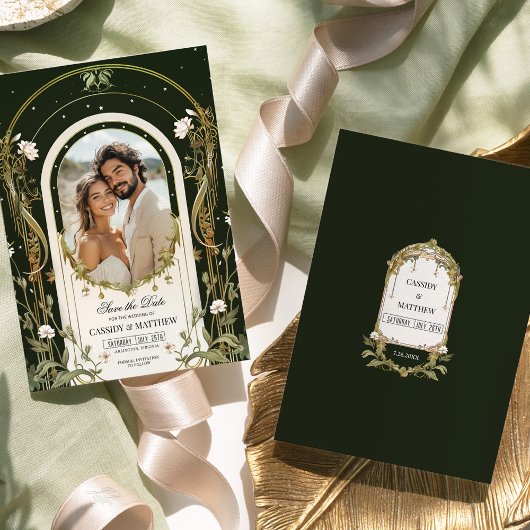 Elegante Witte Bloemige Save the Date-Huwelijk Kaart