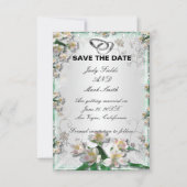 Elegante witte bloemige Save The Date kaart (Voorkant)