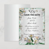 Elegante witte bloemige Save The Date kaart (Voorkant / Achterkant)