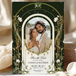 Elegante Witte Bloemige Save the Date Trouwkaart Kaart