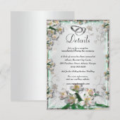 Elegante witte bloemige trouwdetails informatiekaartje (Voorkant / Achterkant)
