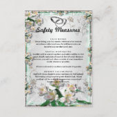 Elegante witte bloemige veiligheidsmaatregelen voo informatiekaartje (Voorkant)