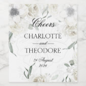 Elegante witte bloemige wijnfleslabelset voor trou wijn etiket (Enkel label)