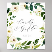 Elegante Witte Bloemkaarten en Cadeaus Poster (Voorkant)
