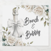 Elegante witte bloemrijke brunch- en bubbelsticker sparkling wijnetiket (Enkel label)
