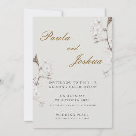 Elegante witte bloemrijke gouden script moderne tr kaart