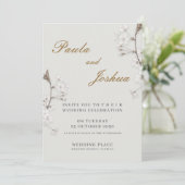 Elegante witte bloemrijke gouden script moderne tr kaart (Staand voorkant)