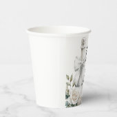 Elegante witte bloemstuk brunch en bubbels sticker papieren bekers (Rechts)